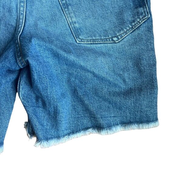 NWT GOOD AMERICAN WOMENS BERMUDA DENIM FRAYED SUMMER SHORTS SIZE 0/25 - Picture 8 of 11